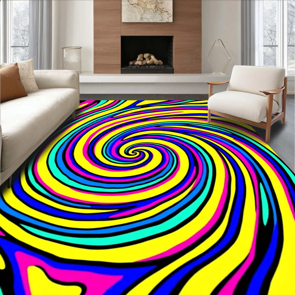 Vibrant Swirling Psychedelic Pattern Rug