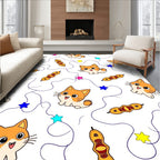 Whimsical Cat Star Pattern Rug