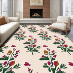 Delicate Floral Pattern with Burgundy Accents Rug