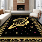 Striking Saturn and Stars Pattern Rug