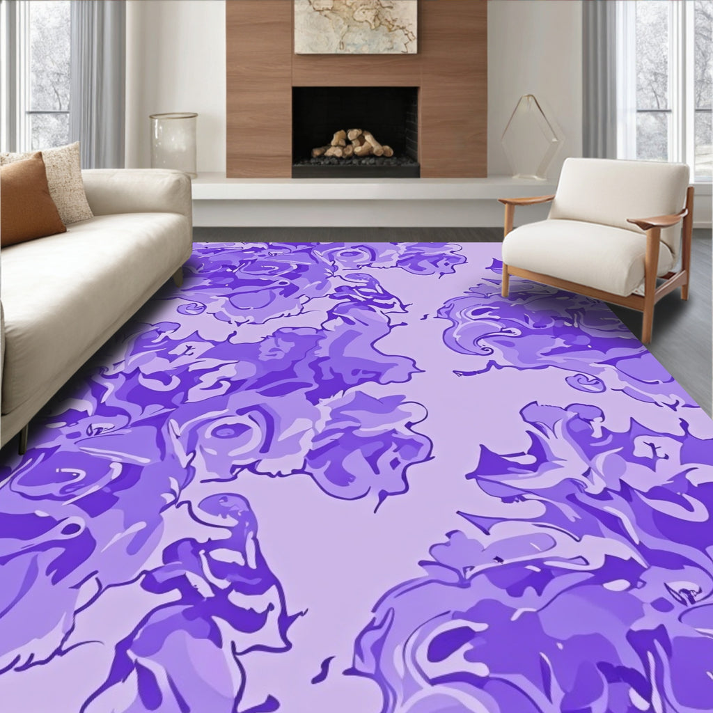 Purple Floral Abstract Pattern Rug