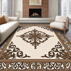 Ornate Classic Brown Scroll Rug