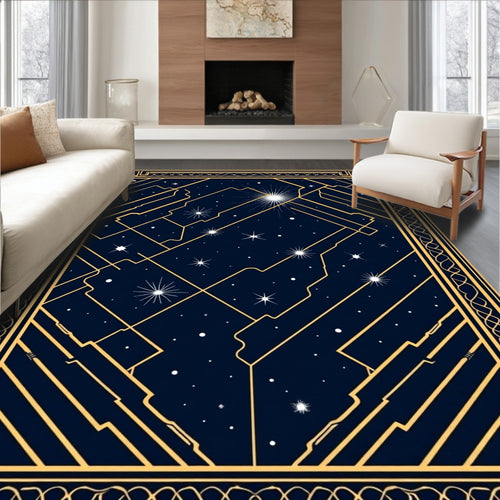Art Deco Celestial Starburst Pattern Rug