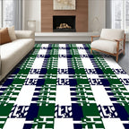 Bold Green Navy Plaid Design Rug