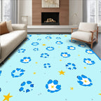 Blue Floral Patterned Light Aqua Rug