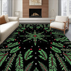 Festive Green Pinecone Starburst Abstraction Rug