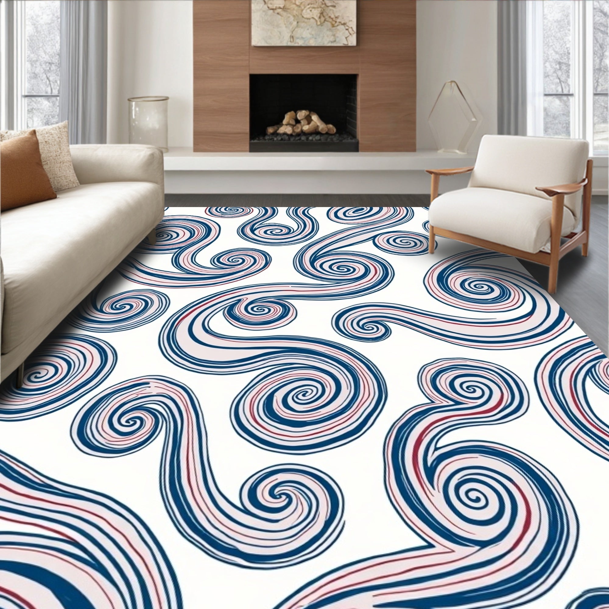 Swirling Lines Pattern Design Rug