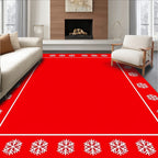 Red Snowflake Border Pattern Rug