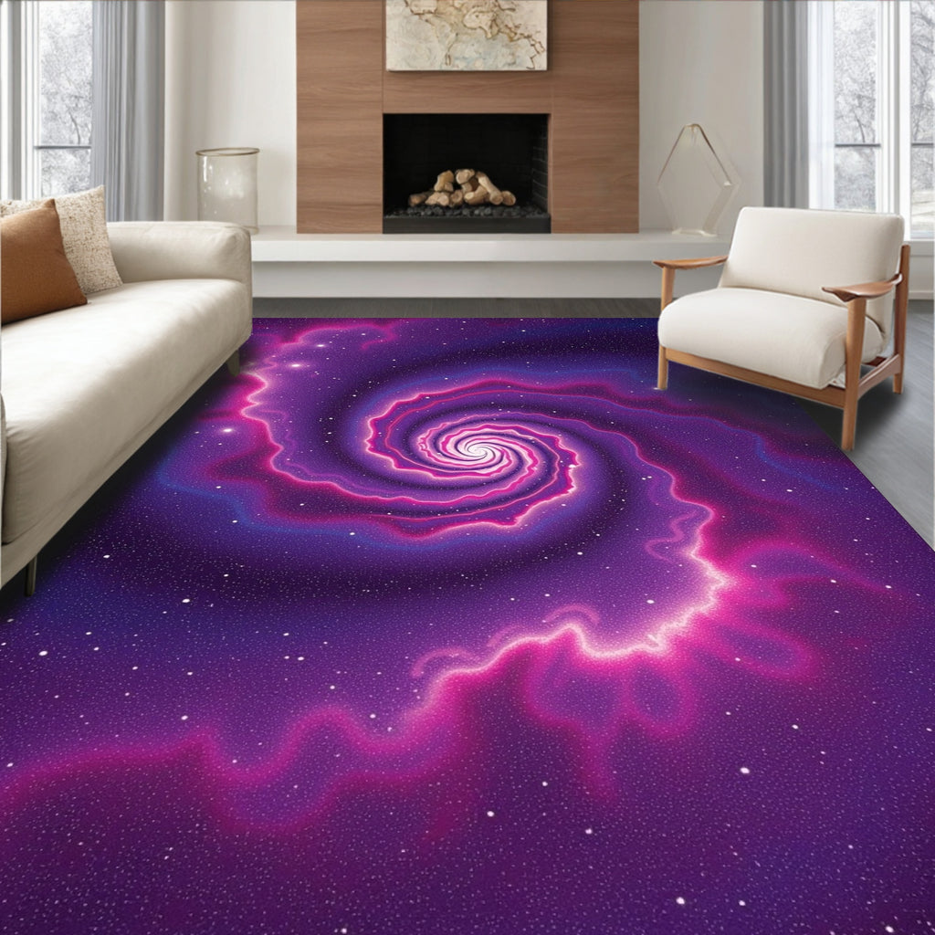 Vibrant Purple Nebula Swirl Rug