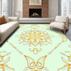 Golden Floral Mandala Pattern Rug