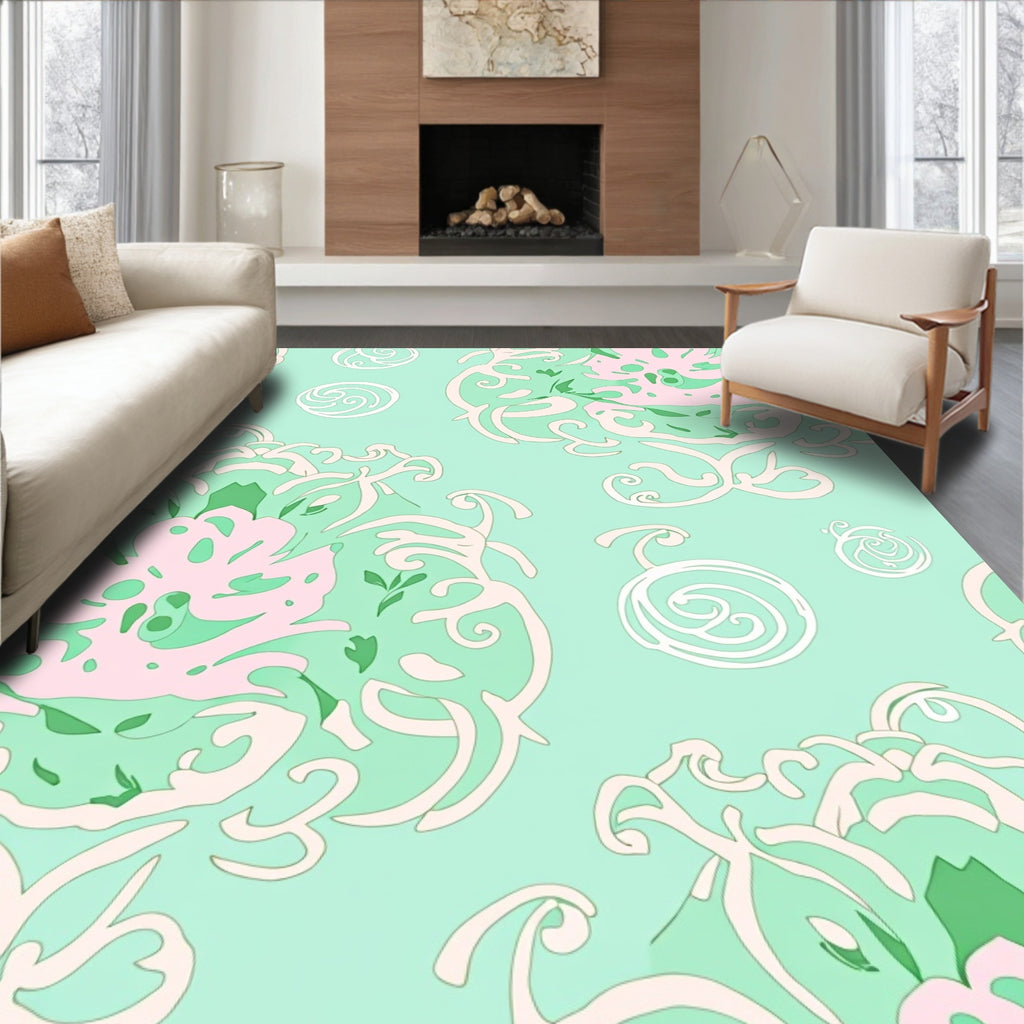 Soft Floral Swirls Pattern Rug