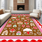 Whimsical Gingerbread Houses and Sweets Design Rug