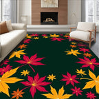 Crimson Yellow Leaf Pattern Rug