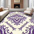 Ornate Purple Flourish Pattern Rug