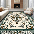 Ornate Floral Scrollwork Border Design Rug