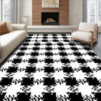 Classic Black White Houndstooth Pattern Rug