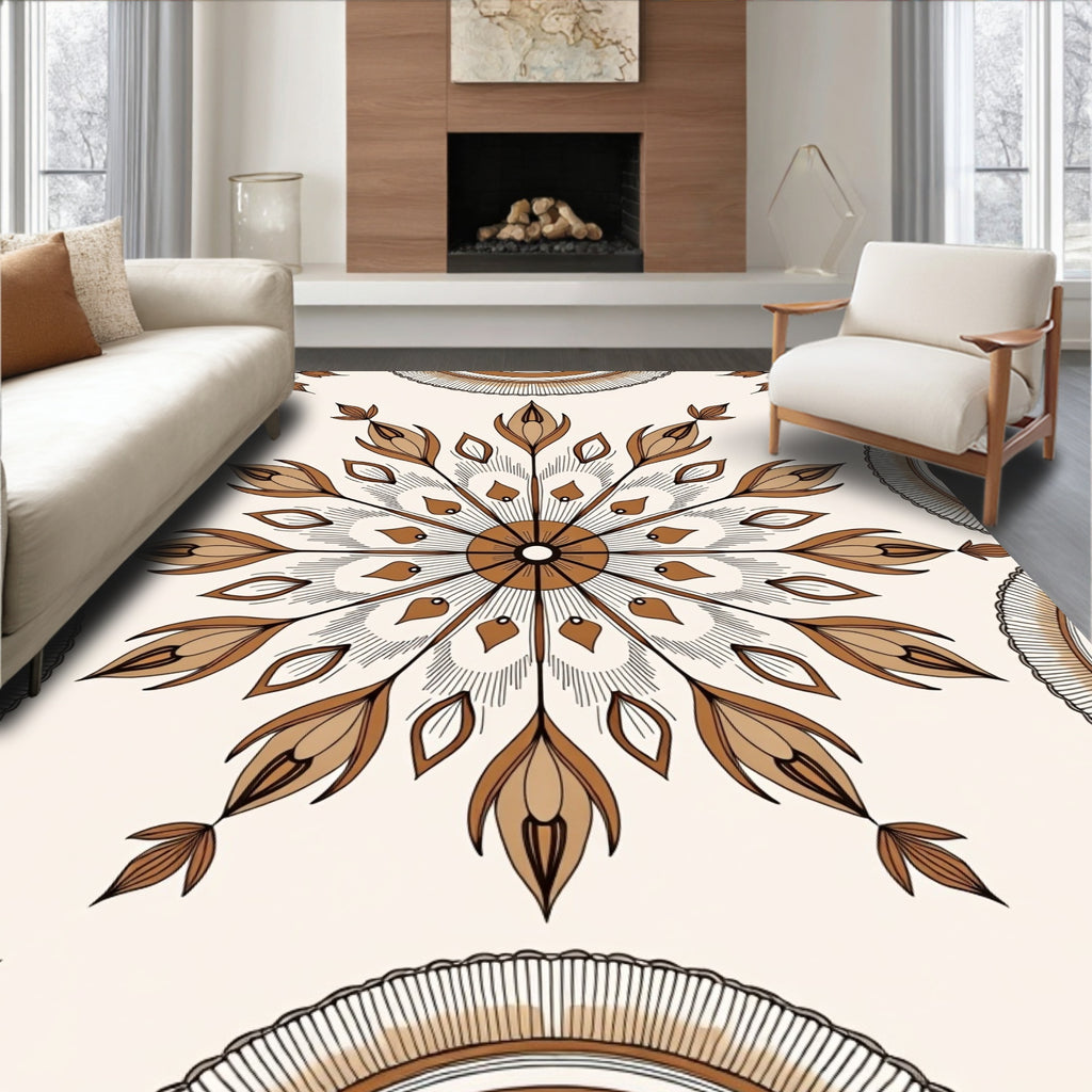 Radial Floral Mandala Pattern Rug