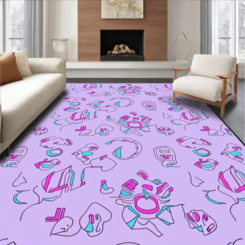Abstract Cybernetic Faces Pattern Rug