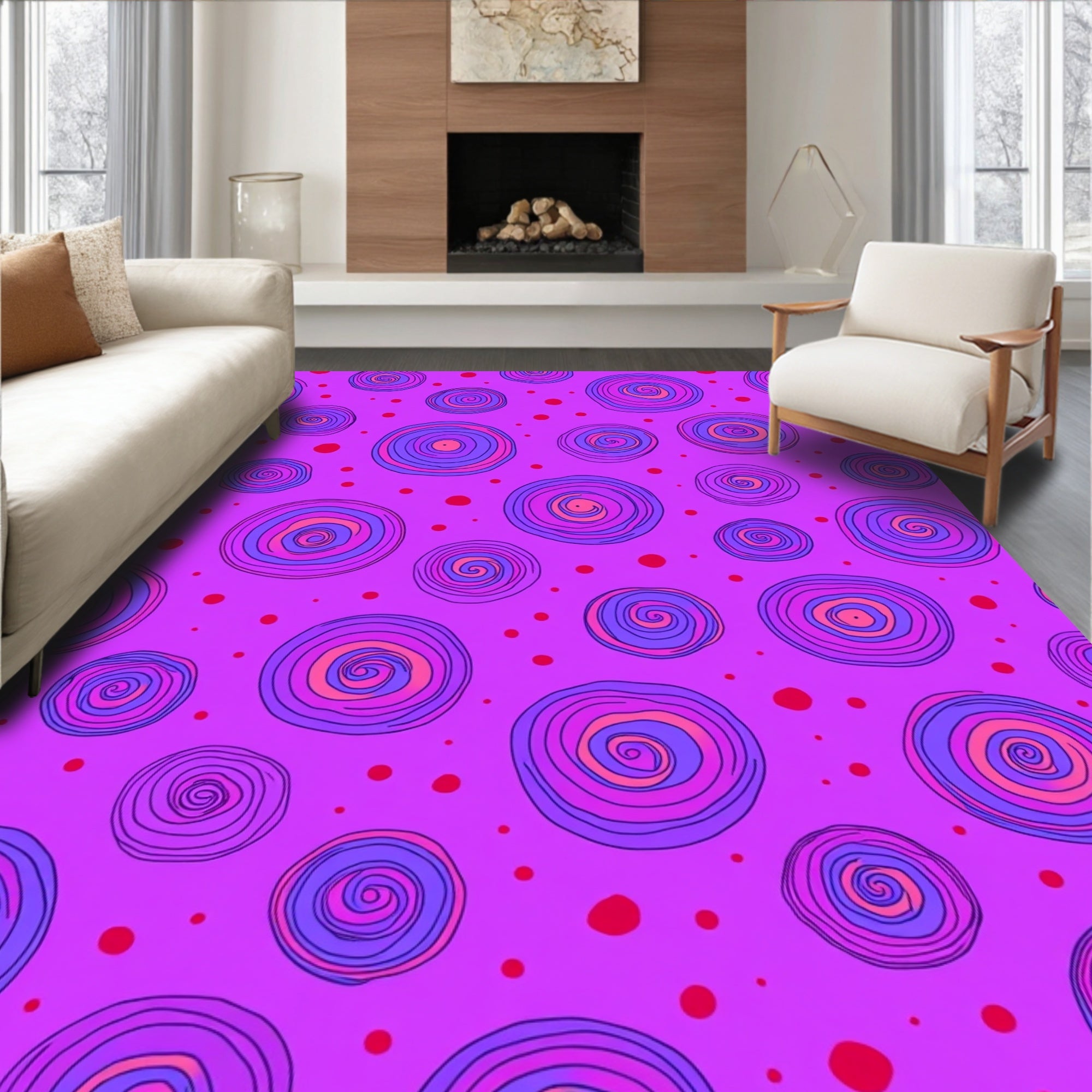 Whimsical Swirl Dot Pattern Rug