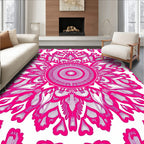 Vibrant Pink Floral Medallion Pattern Rug