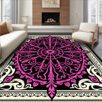 Elegant Pink Floral Mandala Pattern Rug