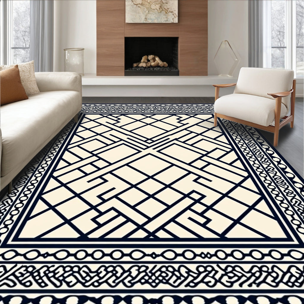Geometric Interlocking Pattern Rug
