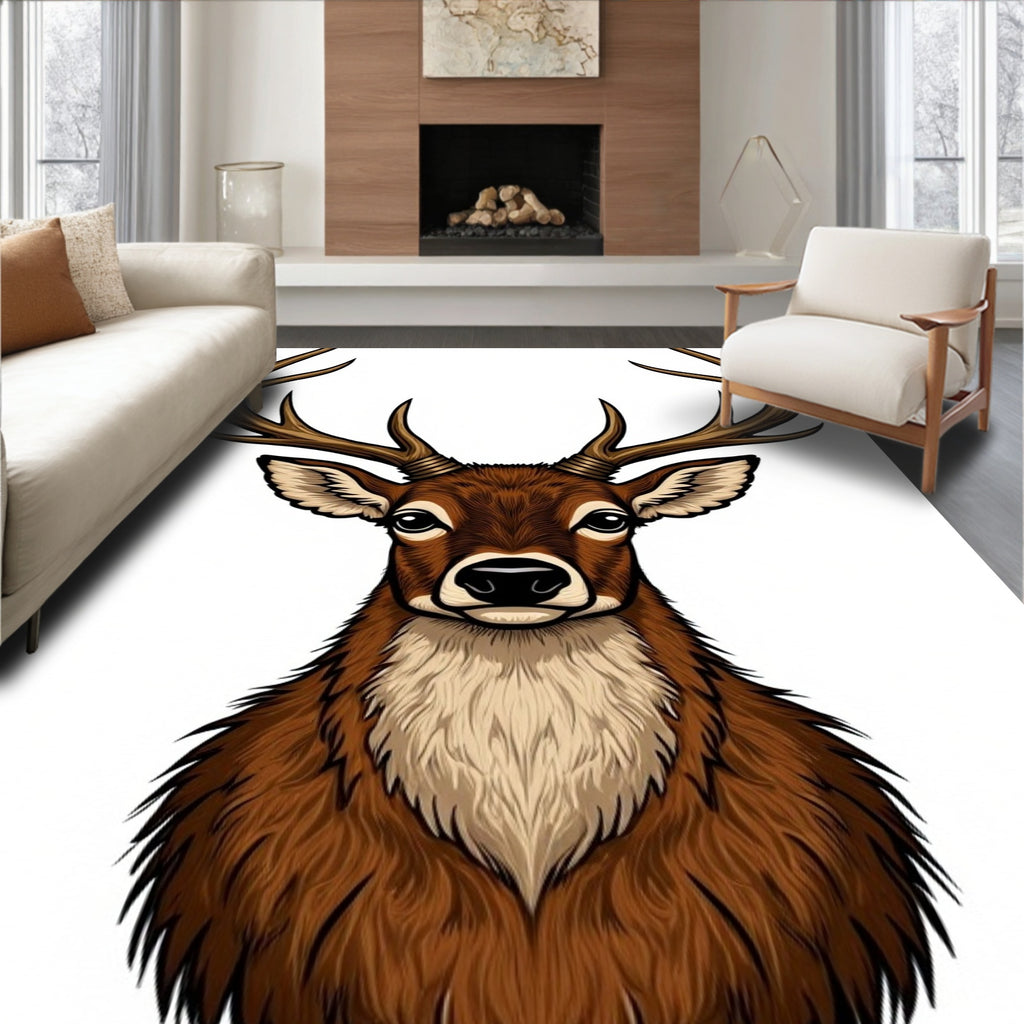 Artistic Deer Stag Antlers Pattern Rug