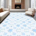 Pale Blue White Starburst Pattern Rug