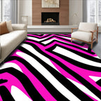 Bold Pink Black White Graphic Pattern Rug