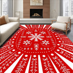 Red Festive Snowflake Pattern Rug