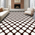 Dark Abstract Geometric Interlocking Pattern Rug