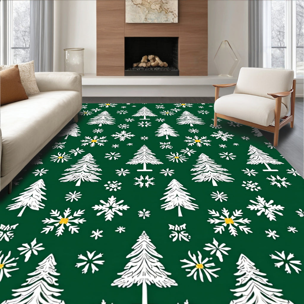 Winter White Trees Snowflake Medley Rug