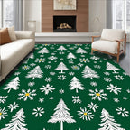 Winter White Trees Snowflake Medley Rug