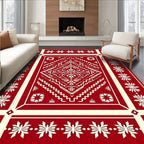Red Floral Starburst Geometric Rug