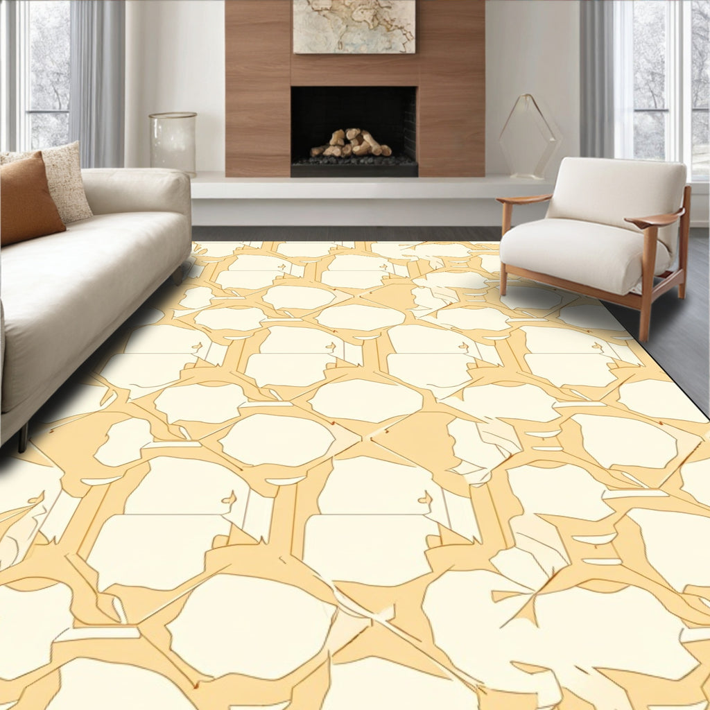 Pale Orange Geometric Honeycomb Design Rug