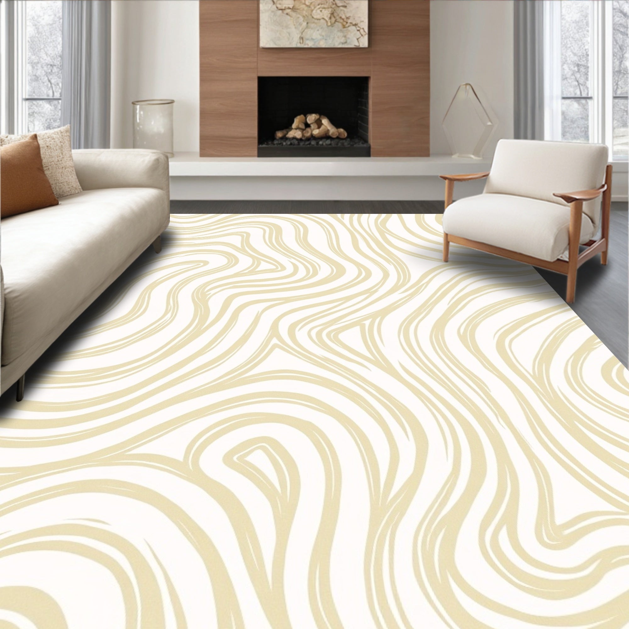 Creamy Swirl Pattern Rug