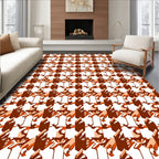 Houndstooth Pattern Abstract Warm Tones Rug