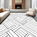 Abstract Intersecting Wood Plank Pattern Rug