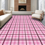 Pink Checkered Grid Pattern Rug
