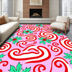 Whimsical Holly Swirl Pattern Rug