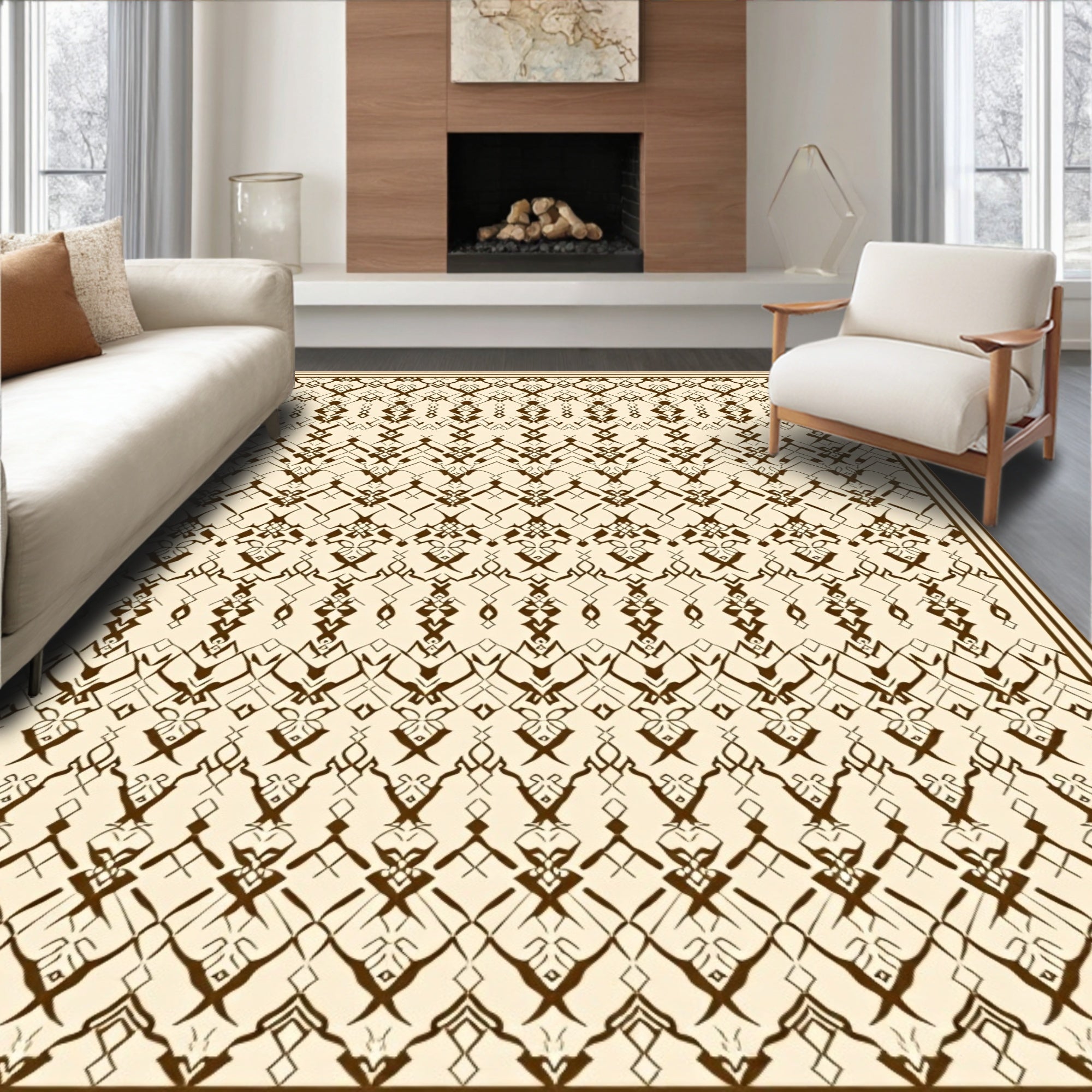 Intricate Medieval Inspired Line Art Rug