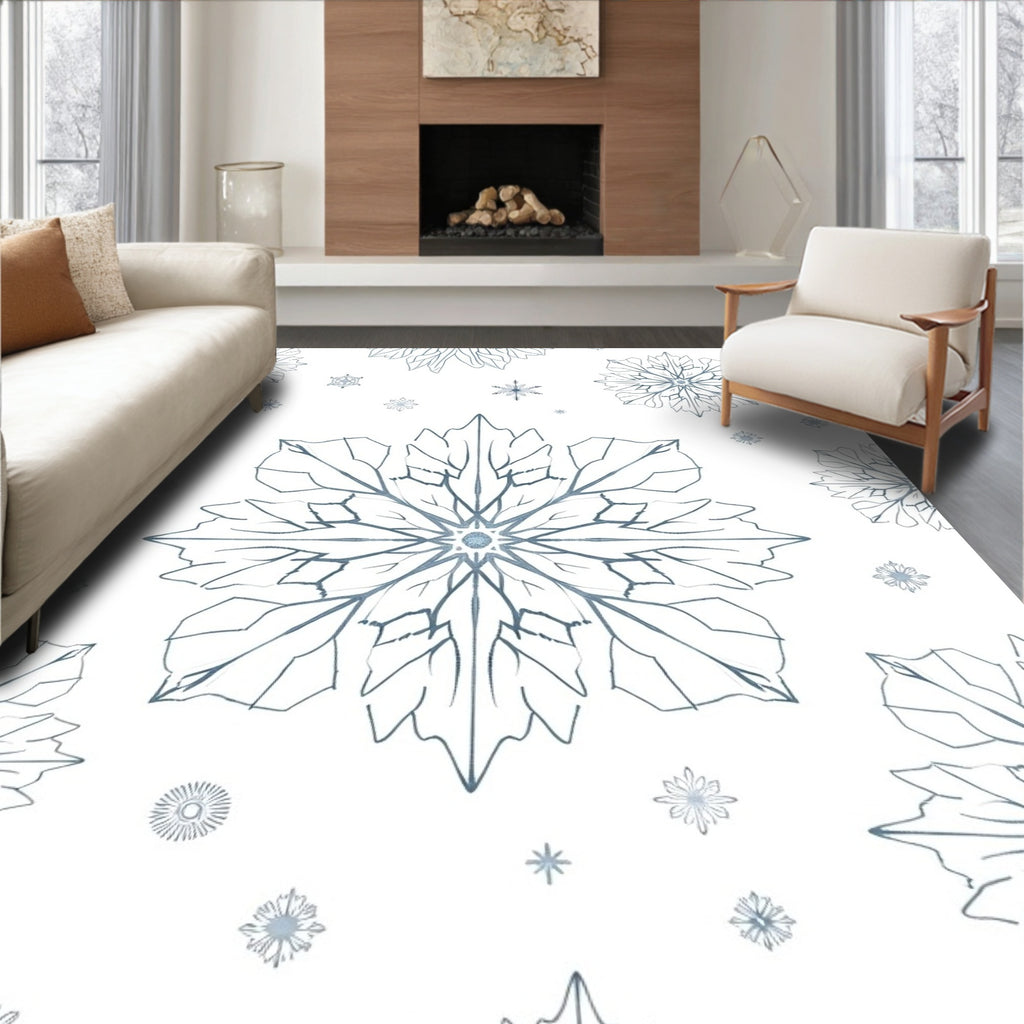 Winter Blue Snowflake Array Rug