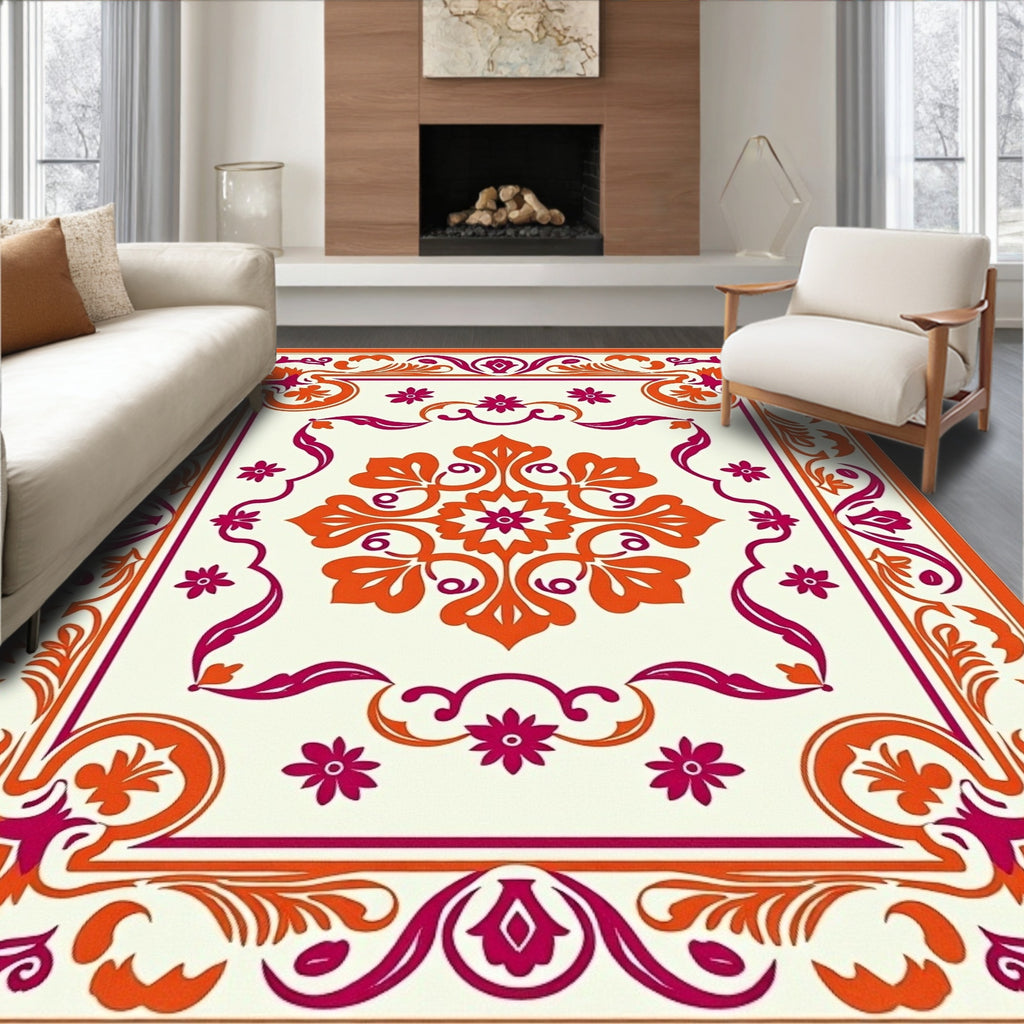 Ornate Floral Medallion Design Rug