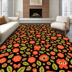Whimsical Owl Butterfly Folk Art Rug