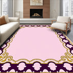 Regal Purple Gold Floral Border Design Rug