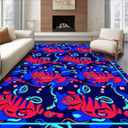 Red Blue Abstract Animal Pattern Rug