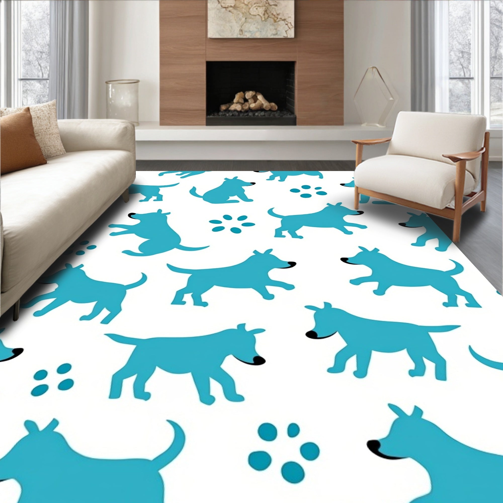Playful Dogs Pattern Design Rug