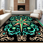 Starburst Mandala Floral Scroll Work Rug