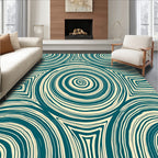 Swirling Teal Geometric Stripe Pattern Rug