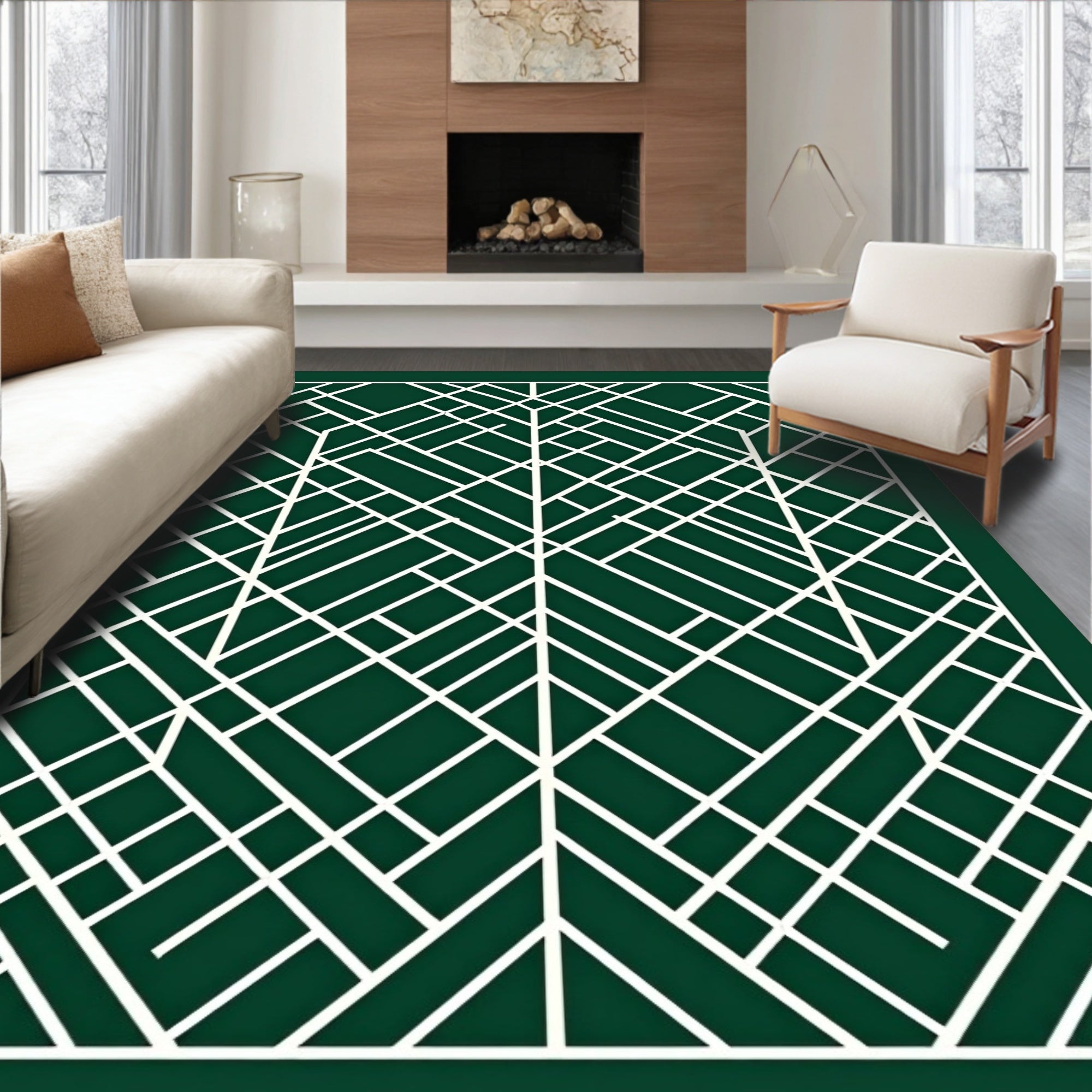 Geometric Intersecting Lines Design Rug